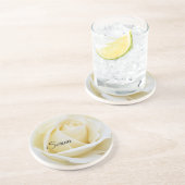 Pristine White Rose Close-up foto Zandsteen Onderzetter (Zijkant)