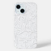 Pristine Witte Bloemen Embossed Telefoonhoes Case-Mate iPhone Case (Achterkant)