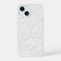 Pristine Witte Bloemen Embossed Telefoonhoes