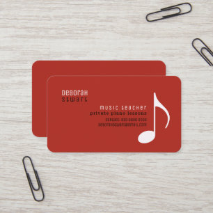 Privaatlessen Muziekleraar baksteen-rood Visitekaartje
