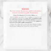 Privacy Protection Act sticker, white rectangle Rechthoekige Sticker (Tas)