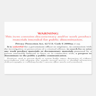 Privacy Protection Act sticker, white rectangle Rechthoekige Sticker