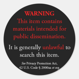 Privacy Protection Act sticker, zwart klein rond Ronde Sticker