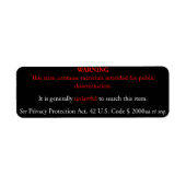 Privacy Protection Act sticker, zwart label (Voorkant)