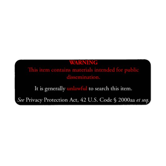 Privacy Protection Act sticker, zwart label (Voorkant)