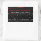 Privacy Protection Act sticker, zwarte rechthoek Rechthoekige Sticker (Tas)