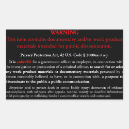 Privacy Protection Act sticker, zwarte rechthoek Rechthoekige Sticker