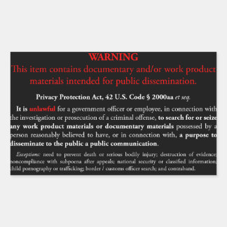 Privacy Protection Act sticker, zwarte rechthoek Rechthoekige Sticker