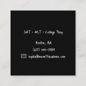 Private Academic Coach Professional Vierkante Visitekaartje (Achterkant)