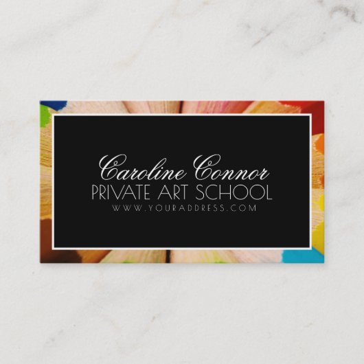 Private Art School Zwart & Wit Vetgedrukte Kaart Visitekaartje (Voorkant)