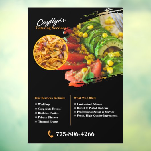 Private Catering Custom Window Cling Raamsticker (Vel 3)