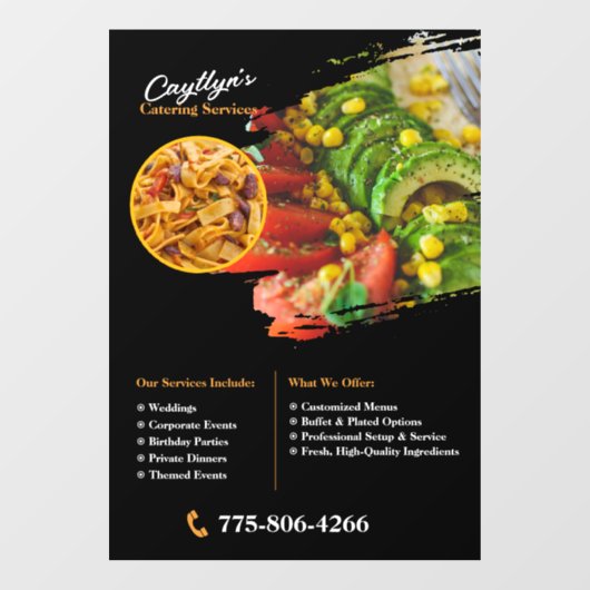 Private Catering Custom Window Cling Raamsticker (Vel)