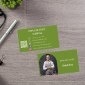 Private chef basilicum groene foto boog QR code Visitekaartje