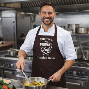 Private chef bister bruin script slogan schort