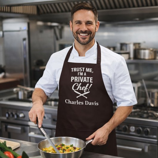 Private chef bister bruin script slogan schort