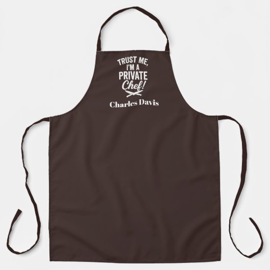 Private chef bister bruin script slogan schort (Voorkant)