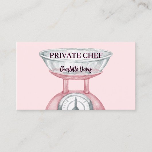 Private chef blos roze toonladder vrouw QR code Visitekaartje (Voorkant)