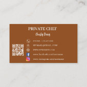 Private chef chocolade bruin foto boog QR code Visitekaartje (Achterkant)