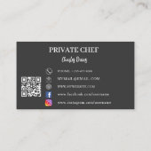 Private chef houtskool grijs foto catering QR code Visitekaartje (Achterkant)