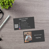 Private chef houtskool grijs foto catering QR code Visitekaartje