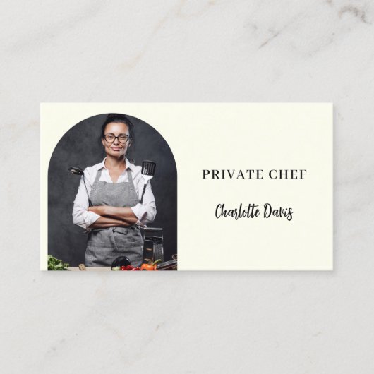 Private chef ivoor foto boog QR code Visitekaartje (Voorkant)