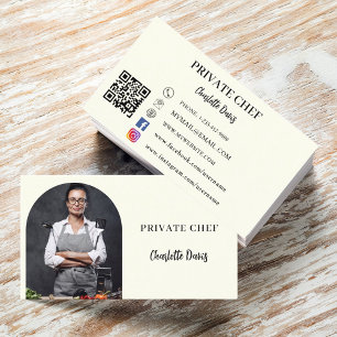 Private chef ivoor foto boog QR code Visitekaartje