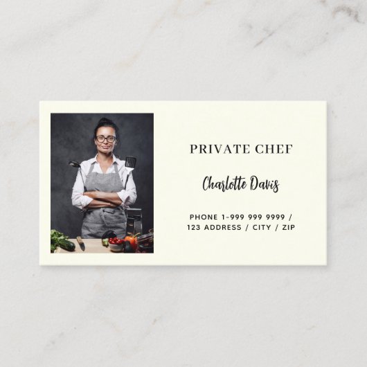 Private chef ivoor foto catering QR code Visitekaartje (Voorkant)