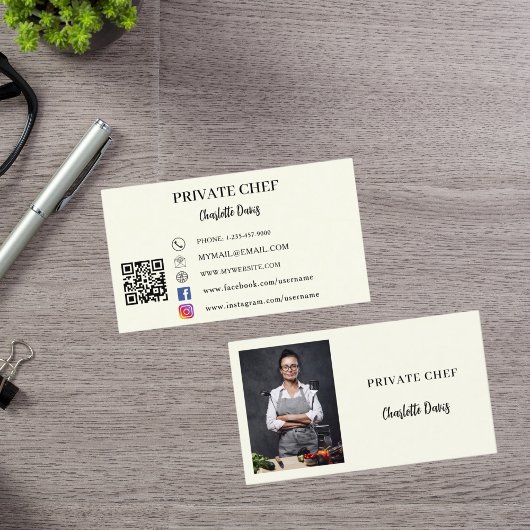 Private chef ivoor foto catering QR code Visitekaartje