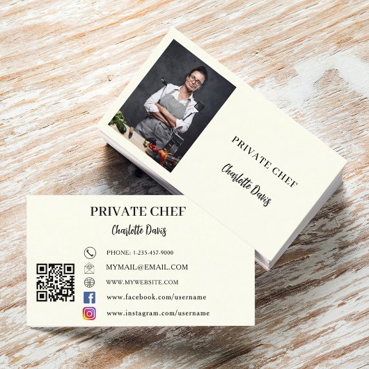 Private chef ivoor foto catering QR code Visitekaartje