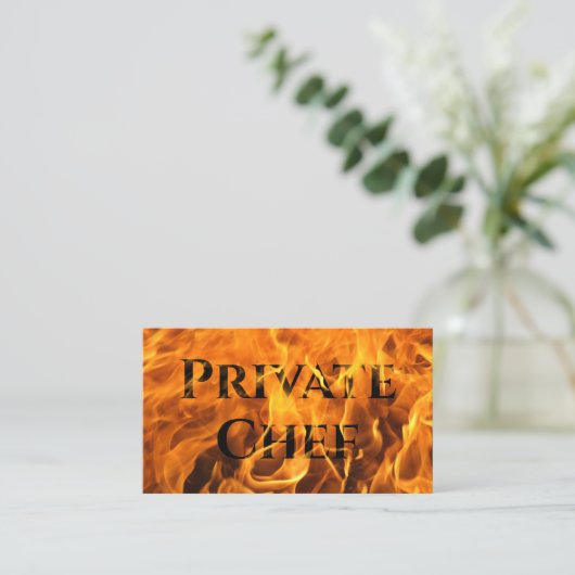 Private Chef Professional Fire Typografie Visitekaartje (Staand voorkant)
