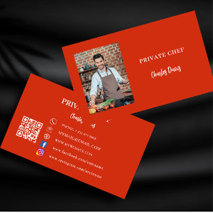 Private chef rode foto catering QR code Visitekaartje