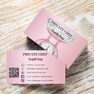 Private chef roze toonladder vrouw QR code Visitekaartje