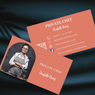 Private chef terracotta foto catering QR code Visitekaartje
