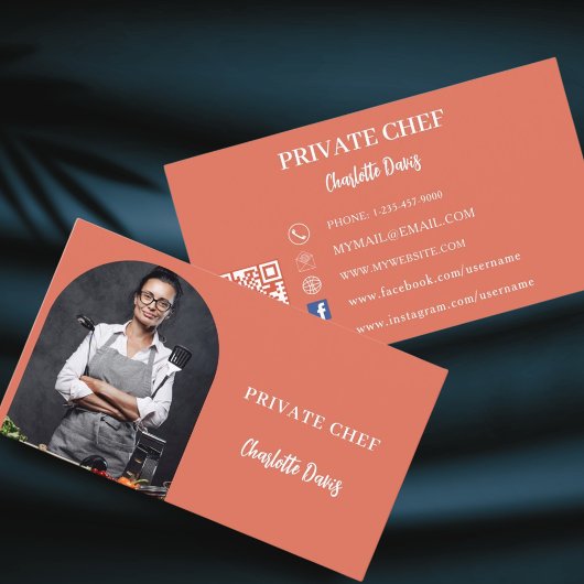 Private chef terracotta foto catering QR code Visitekaartje