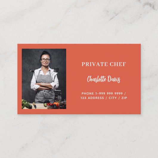 Private chef terracotta foto catering QR code Visitekaartje (Voorkant)