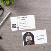 Private chef witte zwarte foto boog QR-code Visitekaartje