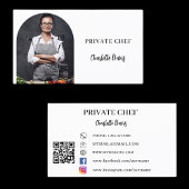 Private chef witte zwarte foto boog QR-code Visitekaartje