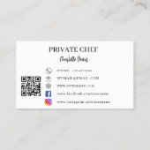 Private chef witte zwarte foto boog QR-code Visitekaartje (Achterkant)