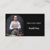 Private chef zwart wit foto boog QR code Visitekaartje (Voorkant)