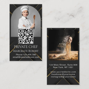 Private chef zwart wit foto catering QR code Visitekaartje