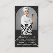 Private chef zwart wit foto catering QR code Visitekaartje (Voorkant)