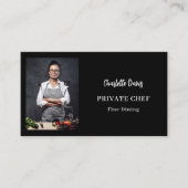 Private chef zwart wit foto fine dining QR code Visitekaartje (Voorkant)