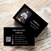 Private chef zwart wit foto fine dining QR code Visitekaartje