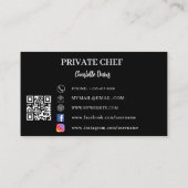 Private chef zwart wit foto slogan liefde QR code Visitekaartje (Achterkant)