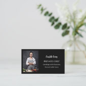 Private chef zwart wit foto slogan liefde QR code Visitekaartje (Staand voorkant)