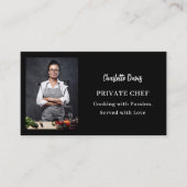 Private chef zwart wit foto slogan liefde QR code Visitekaartje (Voorkant)