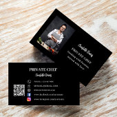 Private chef zwart wit foto slogan liefde QR code Visitekaartje