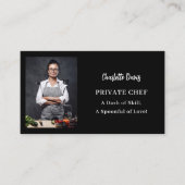 Private chef zwart wit foto slogan QR code Visitekaartje (Voorkant)
