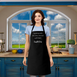Private chef zwart wit script slogan schort