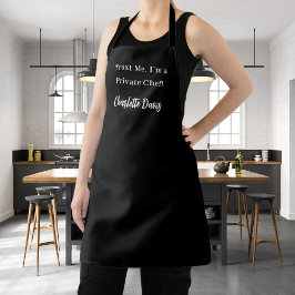 Private chef zwart wit script slogan schort